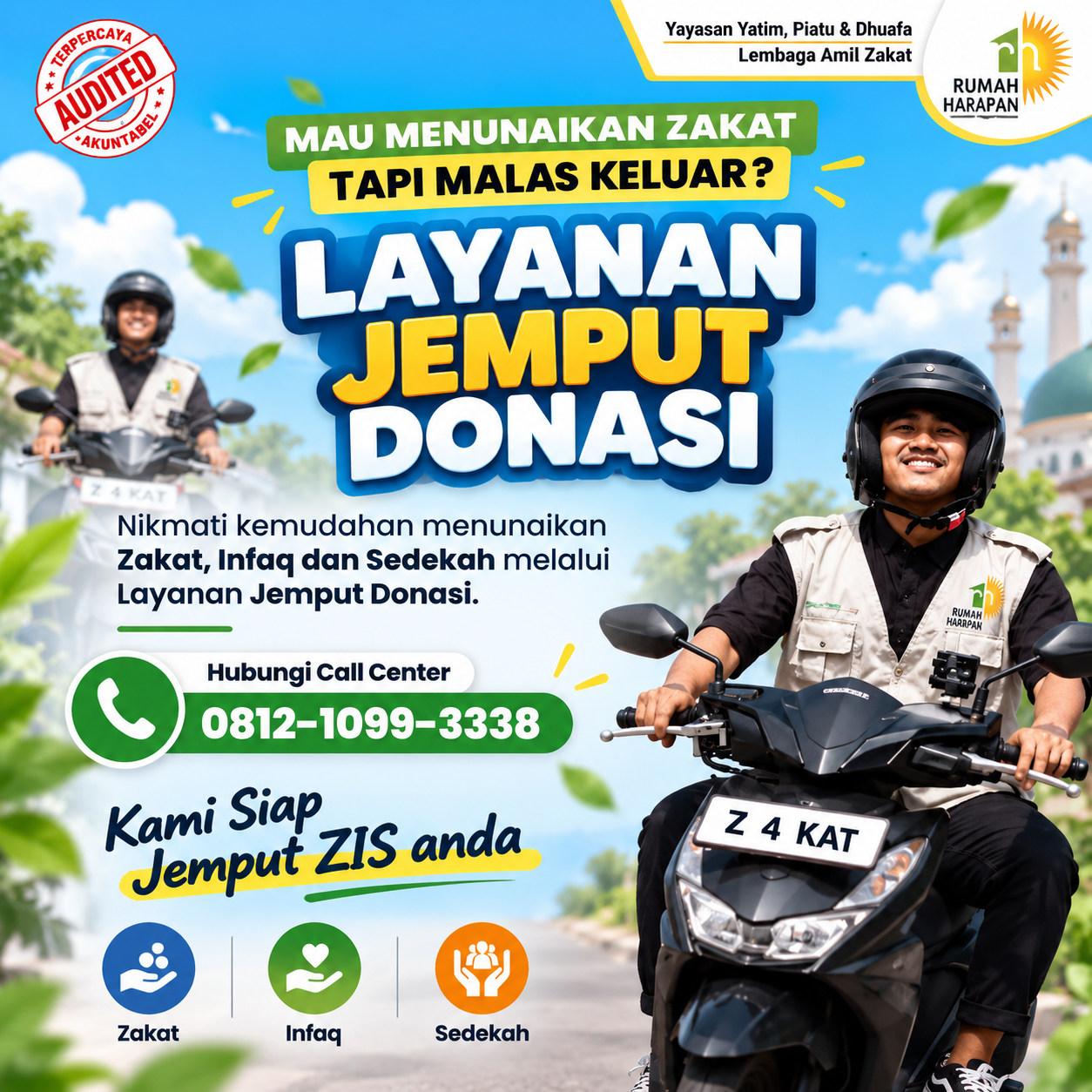Layanan jemput donasi Rumah Harapan — hubungi 0812-1099-3338